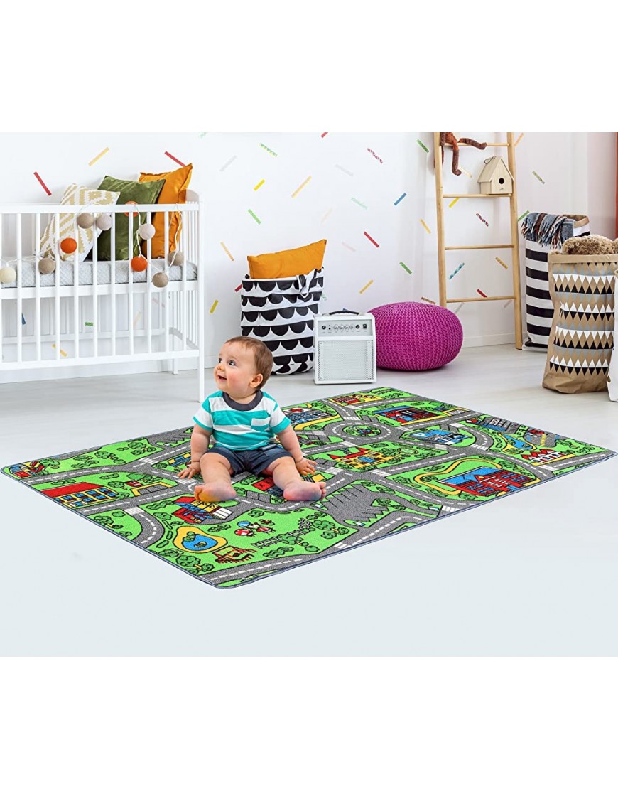 Click N' Play Kids Play Mat Large Area Rug for Kid and Toddler Bedroom or Playroom Perfect as a Classroom Rug Fun Educational Non-Slip Activity Rug for Boys and Girls with a Road for Toy Cars - BHMISE3YC