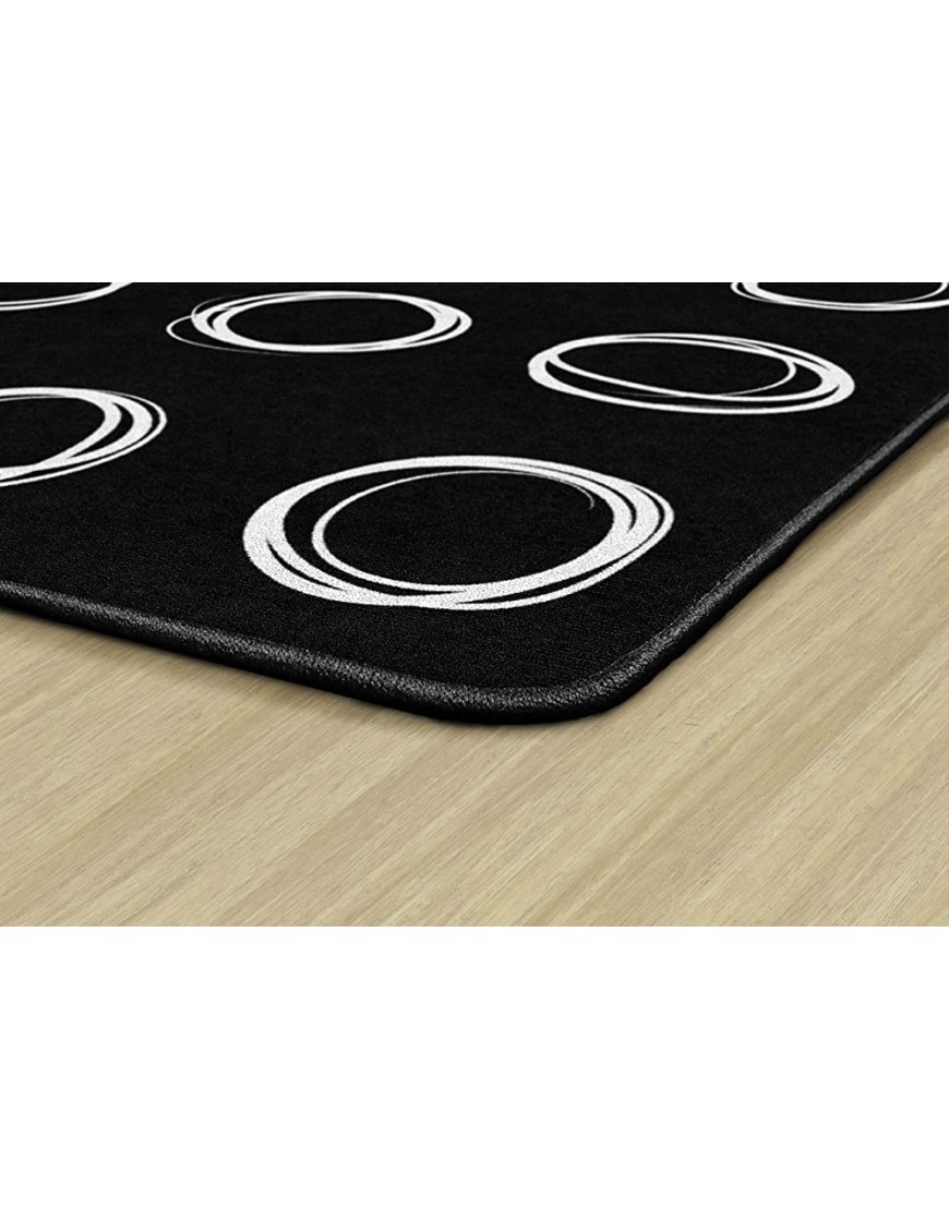 Flagship Carpets Circle Sampler Abstract Area Rug for Childrens Classroom Playroom or Kids Home Learning 6'x8'4 Rectangle Black - B0G8WI3RI