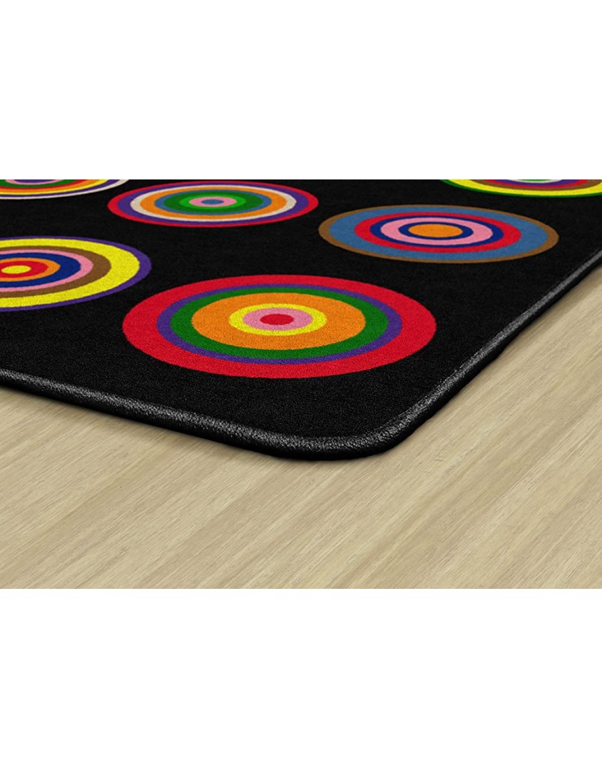 Flagship Carpets Color Rings Colorful Children's Area Rug for Kids Room Circle Seating Décor Play Carpet for Teaching and Playing Seats 20 5'10 x 8'4 Black - B4D68ENIB