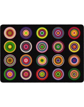 Flagship Carpets Color Rings Colorful Children's Area Rug for Kids Room Circle Seating Décor Play Carpet for Teaching and Playing Seats 20 5'10" x 8'4" Black - B4D68ENIB