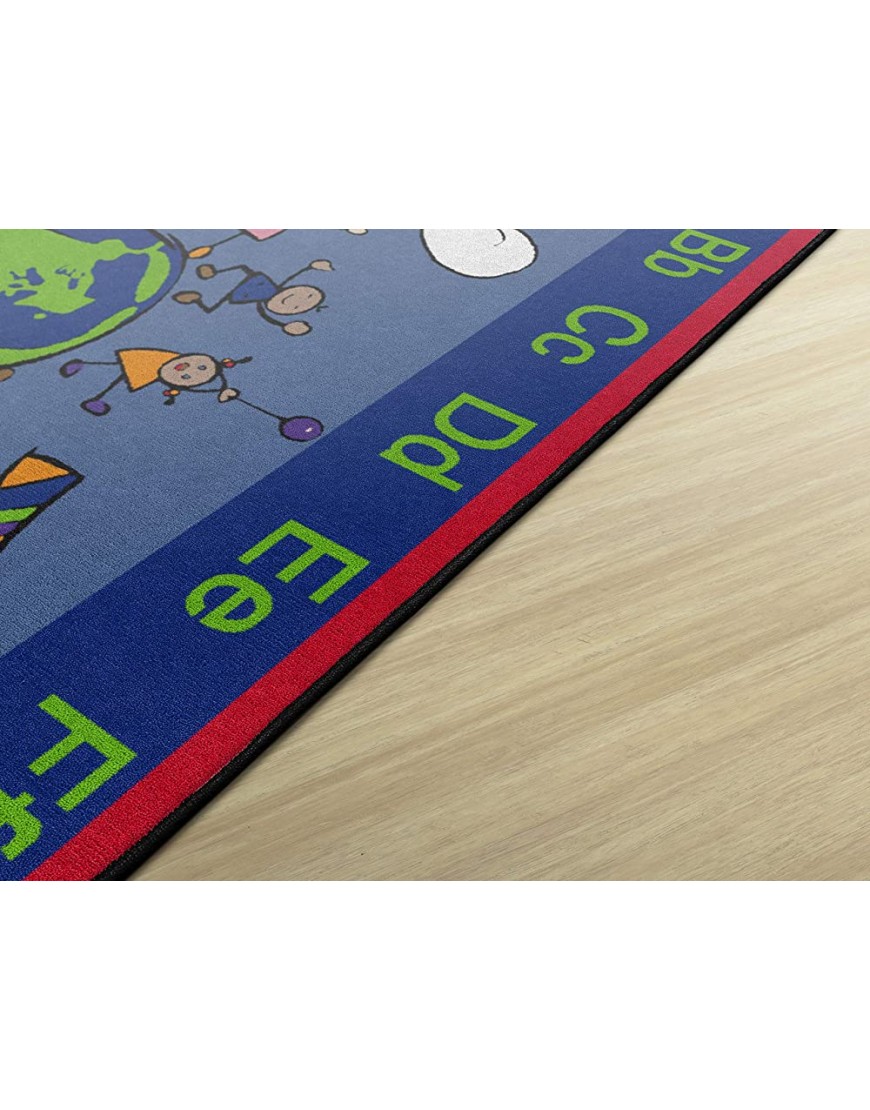 Flagship Carpets Happy World Rug Educational Carpet for Children's Classroom Home and School Playroom or Children's Bedroom 5' x 8' Blue Multi-Color - BANEEGRTT