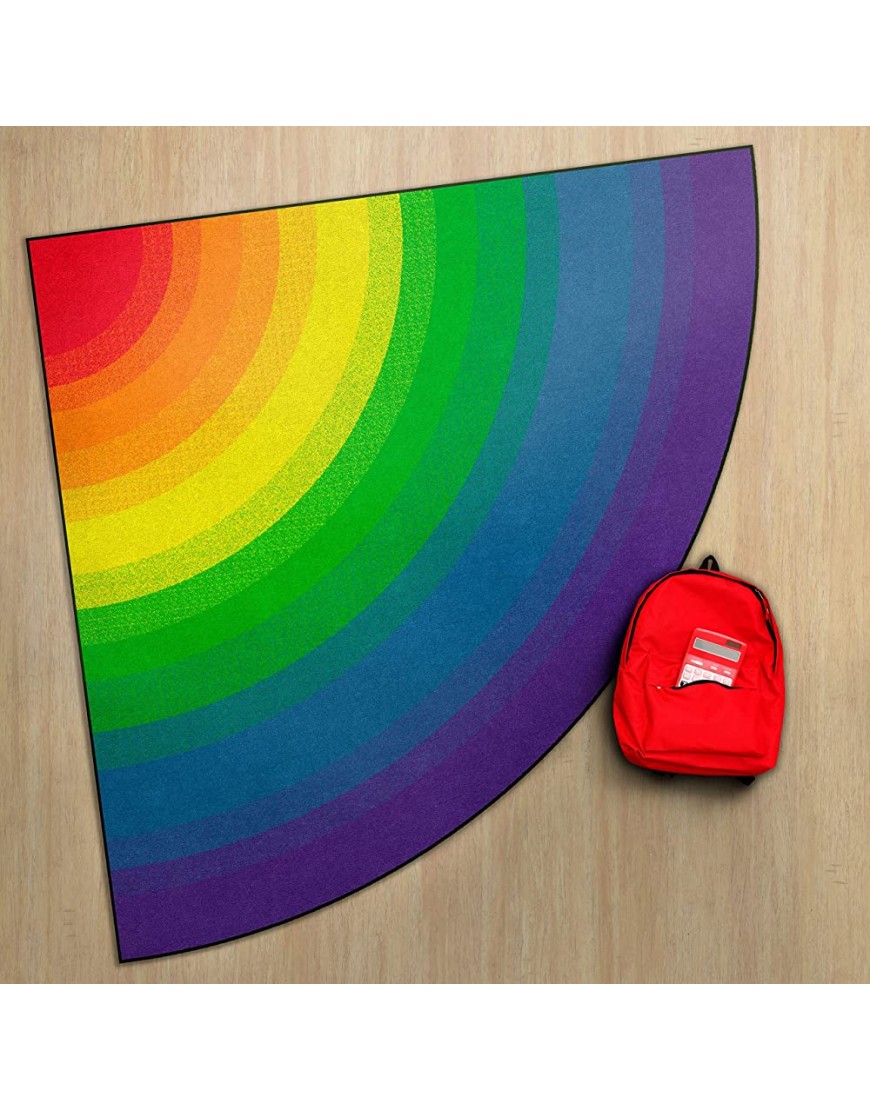 Flagship Carpets Rainbow Area Rug for Kids Classroom Home Learning Area Playroom Mat or Childrens Bedroom Carpet 6ft Across Quarter Circle - BAPGXZTQ1