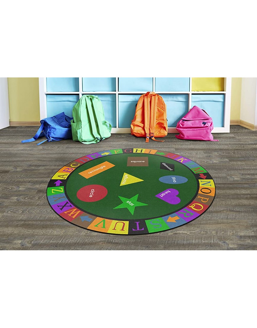 Flagship Carpets Simple Shapes Educational Carpet Rug for Home or School Learning Area Classroom Kid's Bedroom or Playroom 6' Round Primary - B4BDGV20F