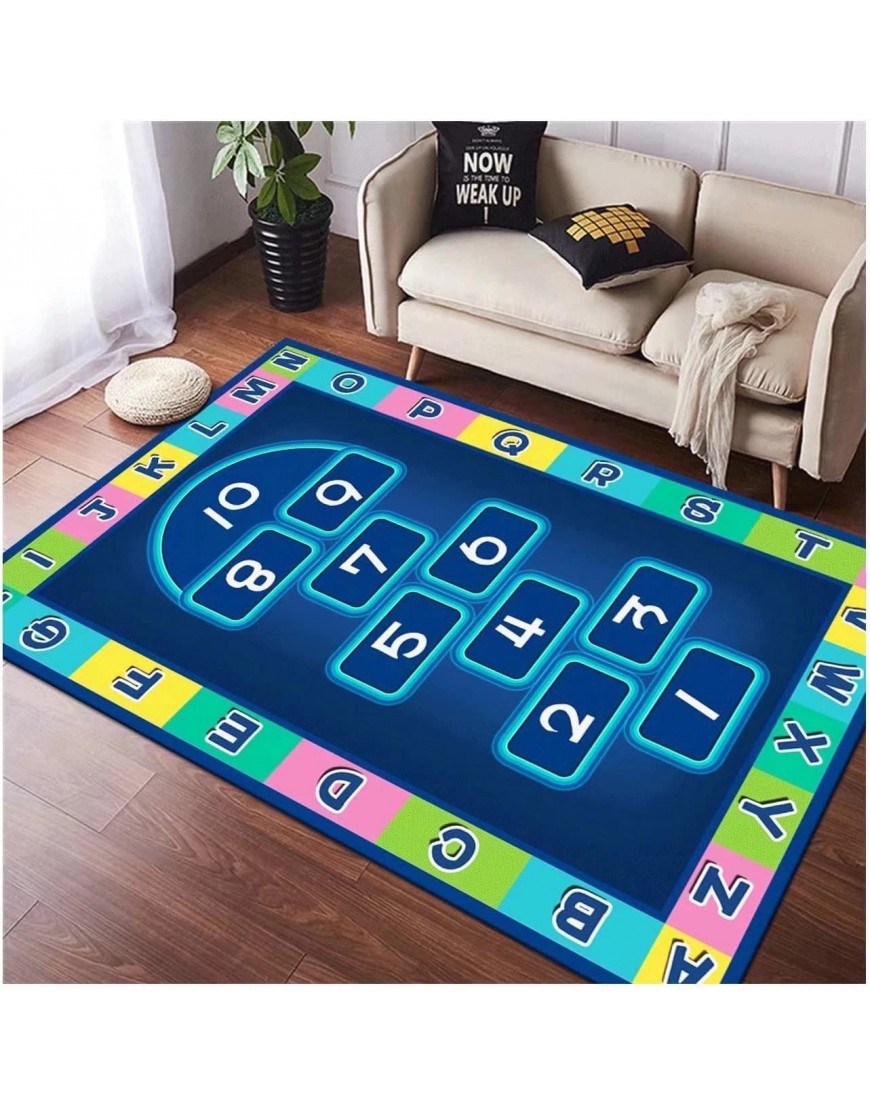 HUALE Hopscotch Rug Kids Play Space Playroom Decor Soft Anti Slip Backing Chidren Game Rugs,Kids Rugs Carpet Indoor Outdoor Area Rug for Boys Girls Blue 15.7*23.6in - B3GQ5Y137