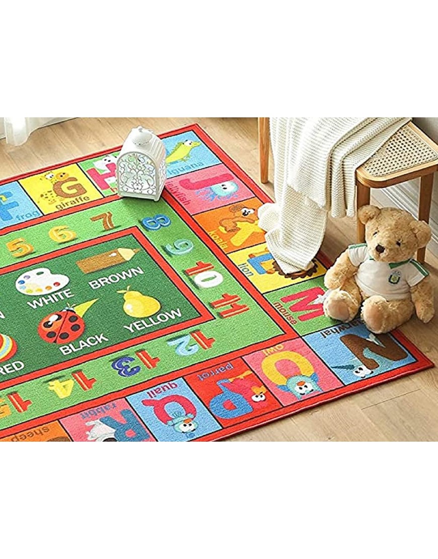 JHL 5' x 6' 6 No-Slip Playtime Collection ABC Words Numbers Fruits Colors and Animals Educational Learning Area Rug Nursery Carpet for Kids and Children Bedrooms and Playroom - BXQLGWYOL