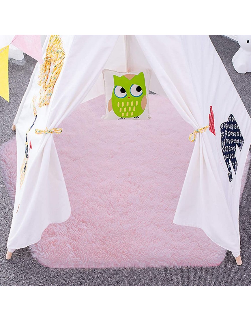 junovo Ultra Soft Rug for Nursery Children Room Baby Room Home Decor Dormitory Hexagon Carpet for Playhouse Princess Tent Kids Play Castle Diameter 4.6 ft Pink - B6AOTKB6F