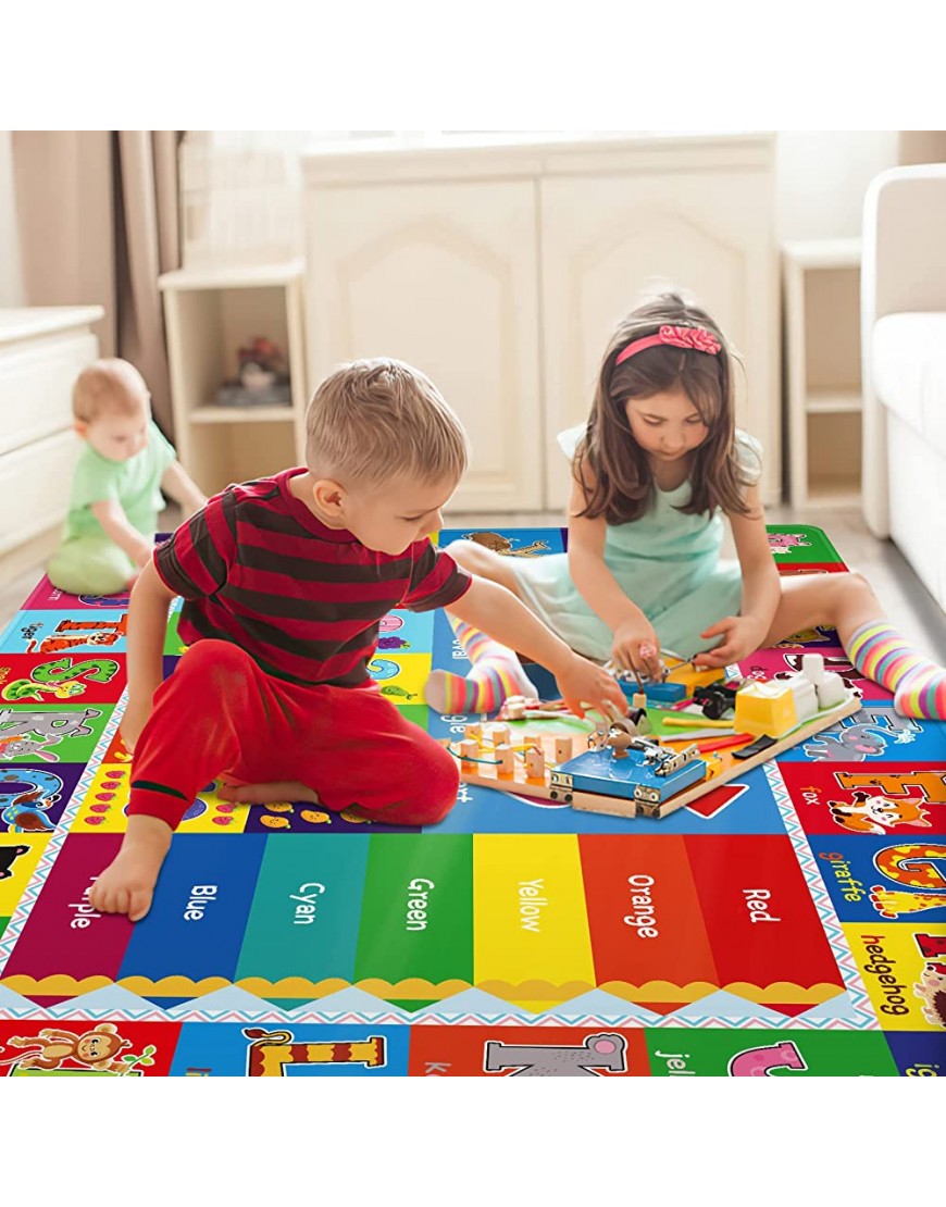 Kentaly Baby Play Mat Kids Rug for Playroom Playtime Collection ABC Numbers Animals Rainbow and Shapes Educational Area Rugs for Kids Room Classroom 55.1 x 39.4 inch B - BLF1693XP