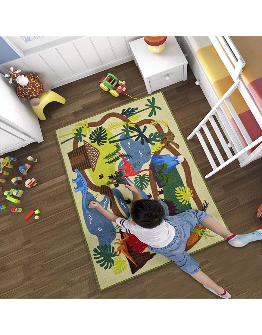 Kid Rugs Dinosaur Activity Area Rug,39X59Educational Learning Carpet for Boys and Girls,Fun Rug playmat for Bedroom,Living Room and Gameroom,Fun Play Rug for Boys and Girls - BDBI7PLQB