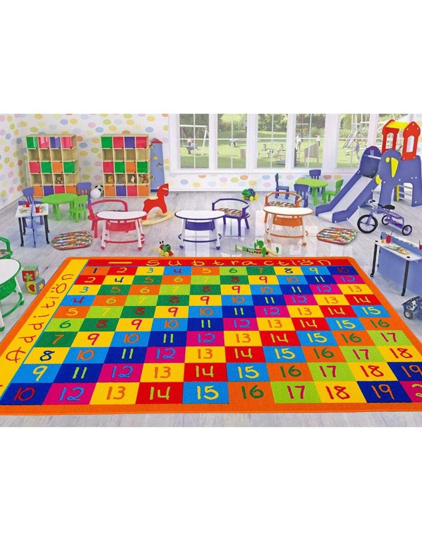 Kids Baby Room Daycare Classroom Playroom Math Numbers Chart Addition Subtraction Multiplication Division Educational Fun Area Rug Learning Carpet 8 Feet X 10 Feet - BZXHMBA3A