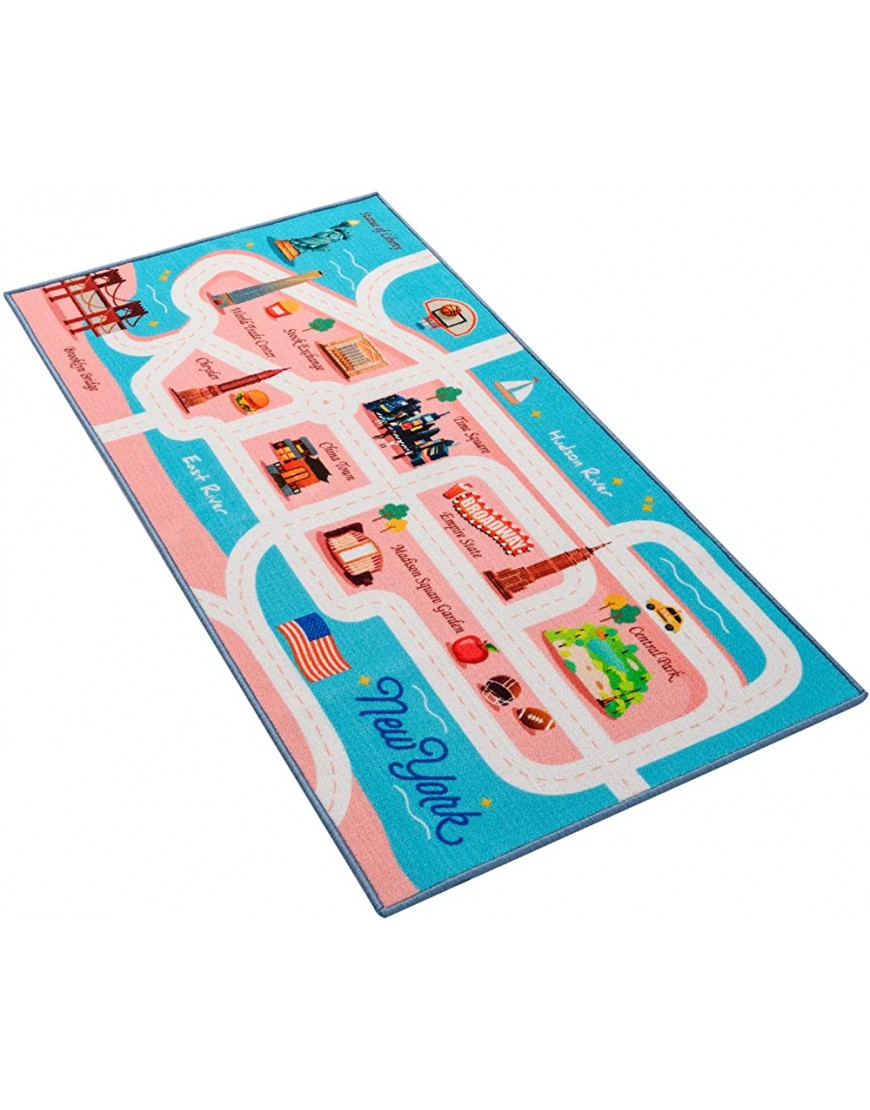 Kids Rug Playmat for Toy Cars 59x31Colorful and Fun Play Car Rugs with Roads for Bedroom and Kidrooms,Car Rug to Have Fun on,Area Rug Mat with Non-Slip Backing,Car Mat Great for Playing with Toys - BDYU8T8B9