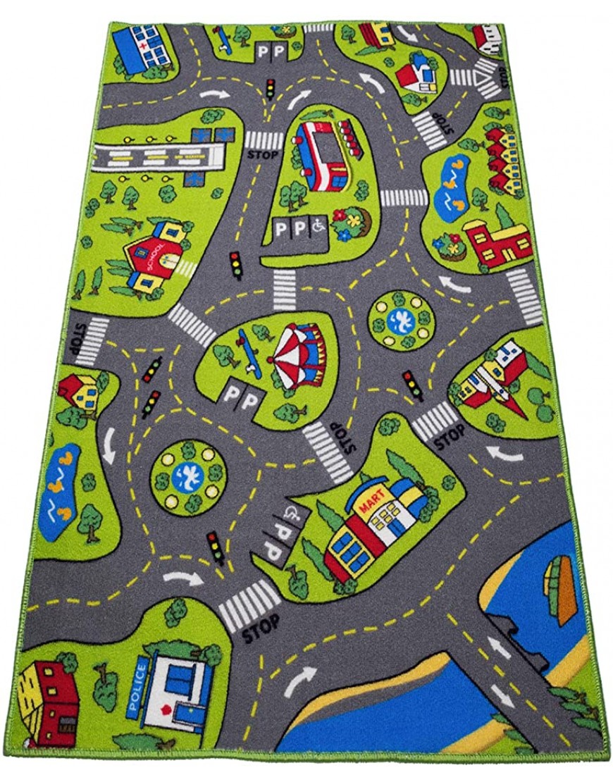 Large Kids Carpet Playmat Rug 32 x 52 with Non-Slip Backing City Life Play Mat for Playing with Car Toy Game Area for Baby Toddler Kid Child Educational Learn Road Traffic in Bedroom Classroom - B1Z48YKN0