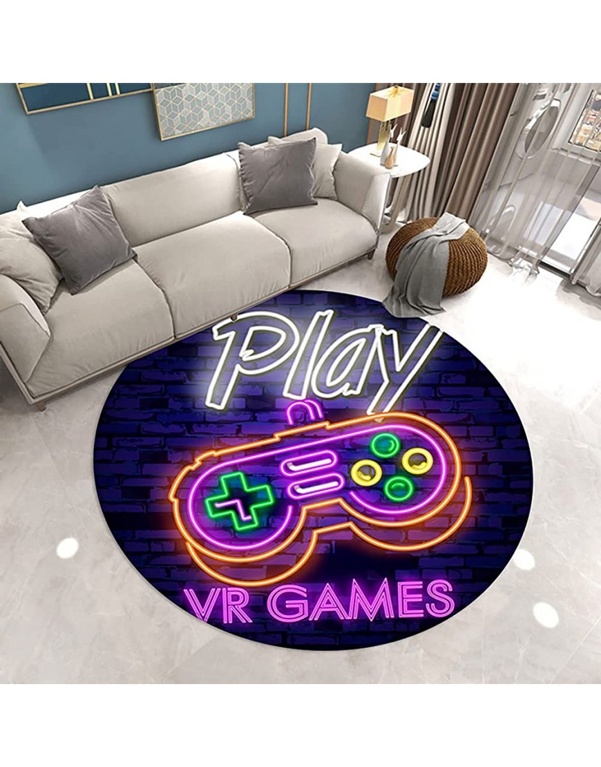 Living Room Game Controller Round Carpet Teen Floor Mats for Boys Room Gamepad Controller Area Carpet Living Room Bedroom Door Mat 2' Diameter - BN1H6T1PF