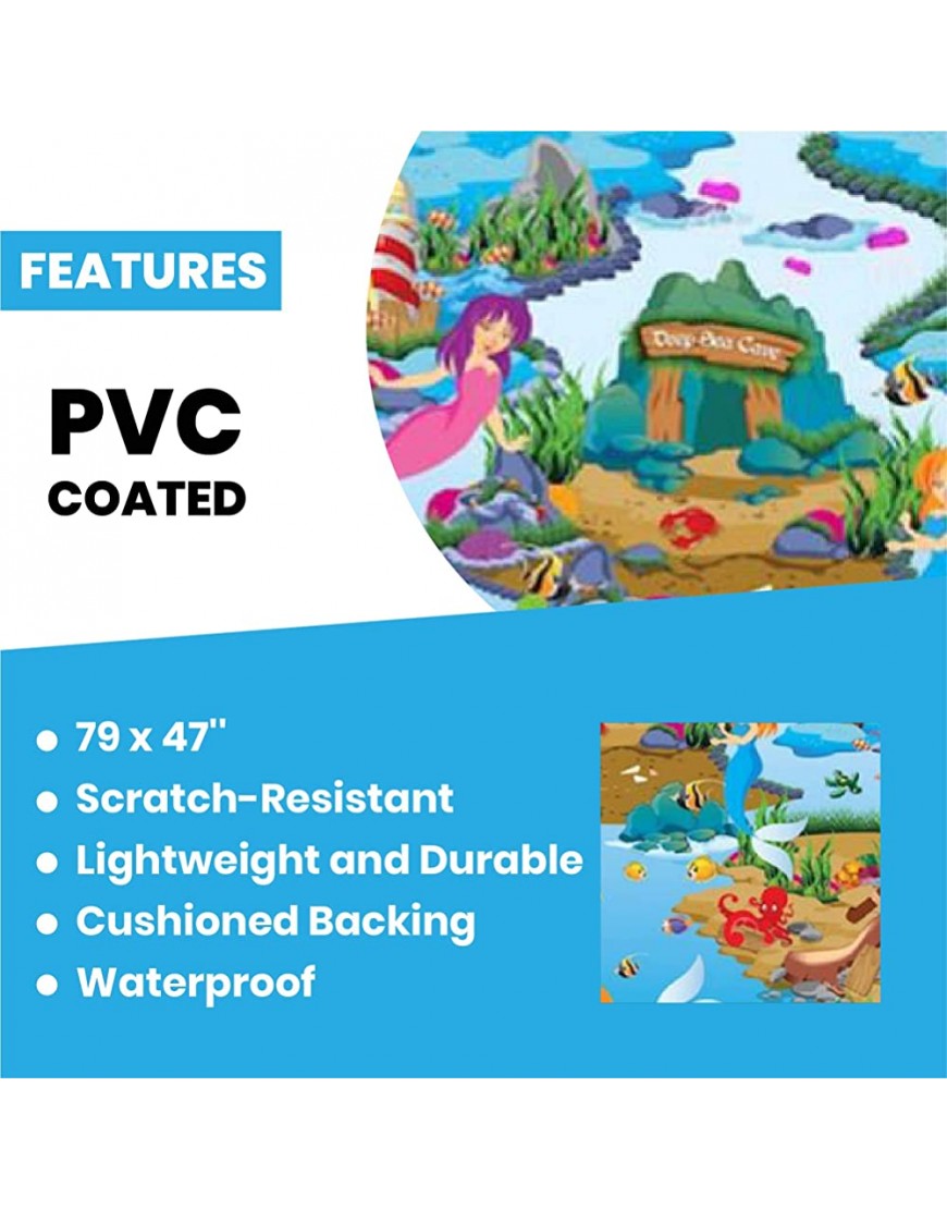 Rollmatz Kids Play Mat Versatile Waterproof Children’s Playmat for Boys & Girls Bedrooms & Playrooms Great For Playing with Toys For Indoor & Outdoor Use Large Size 79” x 47'' Mermaid Design - B84NI0VHH