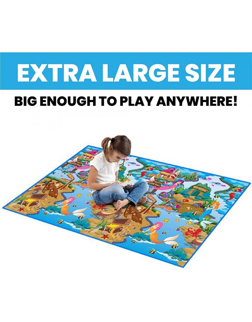 Rollmatz Kids Play Mat Versatile Waterproof Children’s Playmat for Boys & Girls Bedrooms & Playrooms Great For Playing with Toys For Indoor & Outdoor Use Large Size 79” x 47'' Mermaid Design - B84NI0VHH