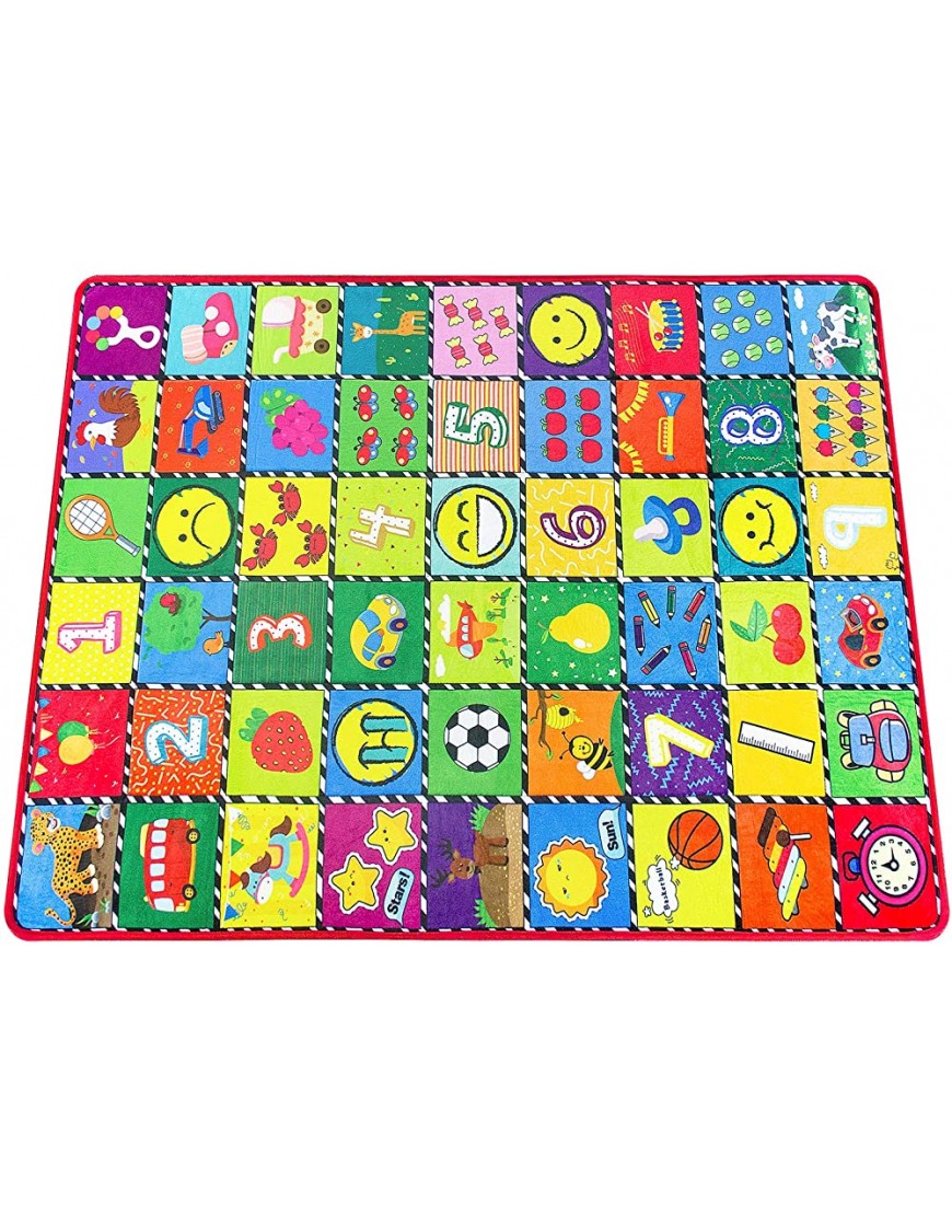 teytoy Baby Rug for Crawling How Many are There Kids Area Rugs Educational Play Mat for Room Decor Count Game Learn Animals Expressions Family Beach Carpet Outdoor Indoor Gift 3.4' x 5' - BQH3YVZSA