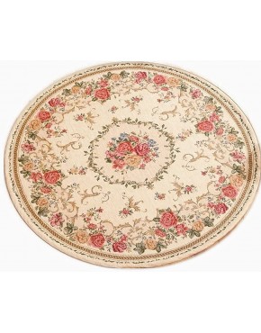 Ukeler Luxury Soft Rustic Floral Round Area Rugs for Dinning Room Living Room Bedroom Washable Elegant Non Slip Accent Round Kids Play Mat for Kids Room 6.6'x6.6' 1 - BG7H5310W