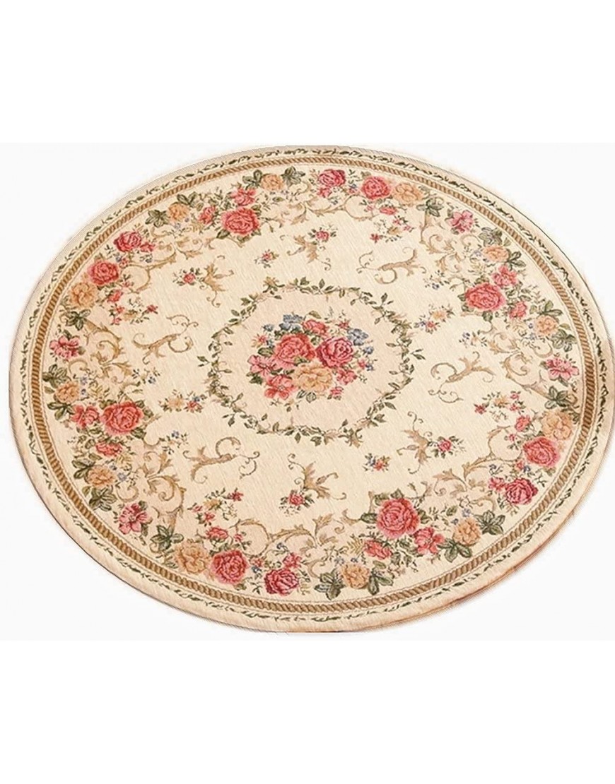 Ukeler Luxury Soft Rustic Floral Round Area Rugs for Dinning Room Living Room Bedroom Washable Elegant Non Slip Accent Round Kids Play Mat for Kids Room 6.6'x6.6' 1 - BG7H5310W