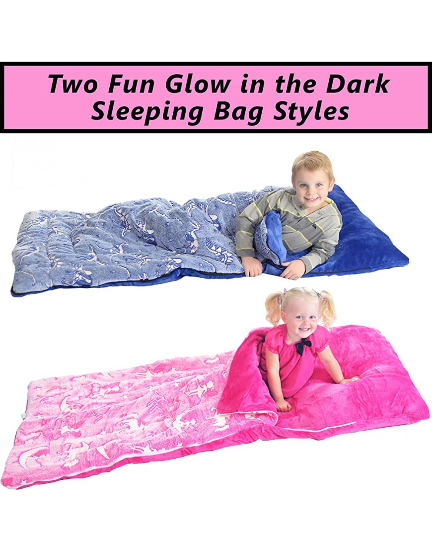 Unicorn Sleeping Bag Glow in The Dark Fairy Slumber Bag for Girls Plush Glowing Girly Nap Mat for Kids- Luminescent Pink Large 66in x 30in Warm Durable Sleeping Blanket Pad for Girls Unicorn Gift - BOXE7PKEH