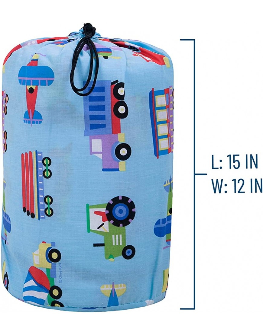 Wildkin Kids Sleeping Bags for Boys & Girls Measures 57 x 30 x 1.5 Inches Cotton Blend Material Sleeping Bag for Kids Ideal for Parties Camping & Overnight Travel BPA-freeTrains Planes & Trucks - BDZLJAHLN