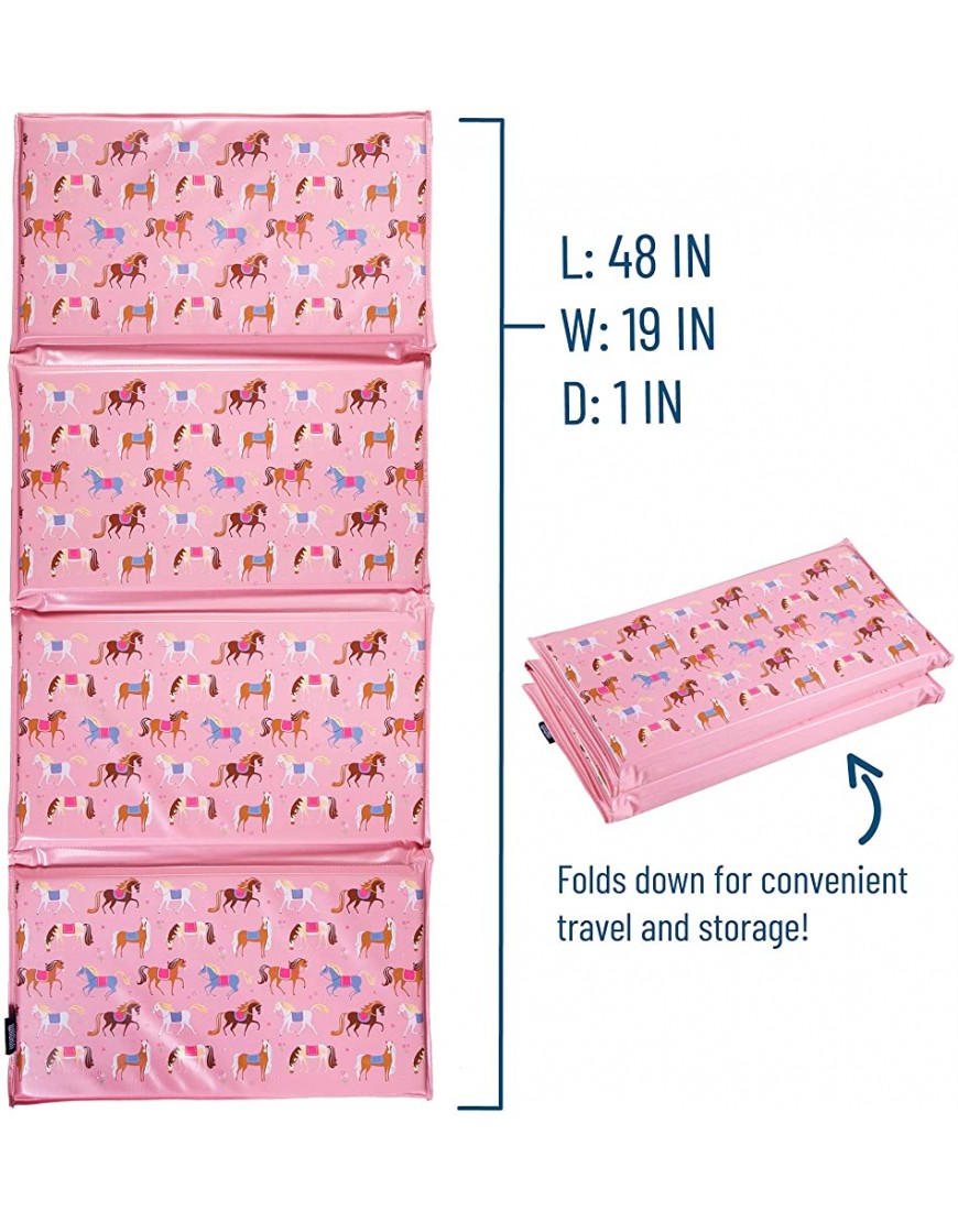 Wildkin Kids Vinyl Nap Mat for Boys & Girls Measures 48 X 19 Inches Rest Mat for Kids Ideal for Daycare & Preschool Perfect for Classroom Home & Travel Nap Mats BPA-Free Horses - BGSZZ2UQI