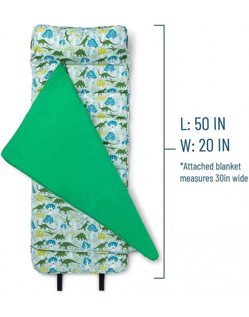 Wildkin Original Nap Mat with Pillow for Toddler Boys and Girls Measures 50 x 20 x 1.5 Inches Ideal for Daycare and Preschool Mom's Choice Award Winner BPA-Free Olive Kids Dinomite Dinosaurs - BKSRNU019