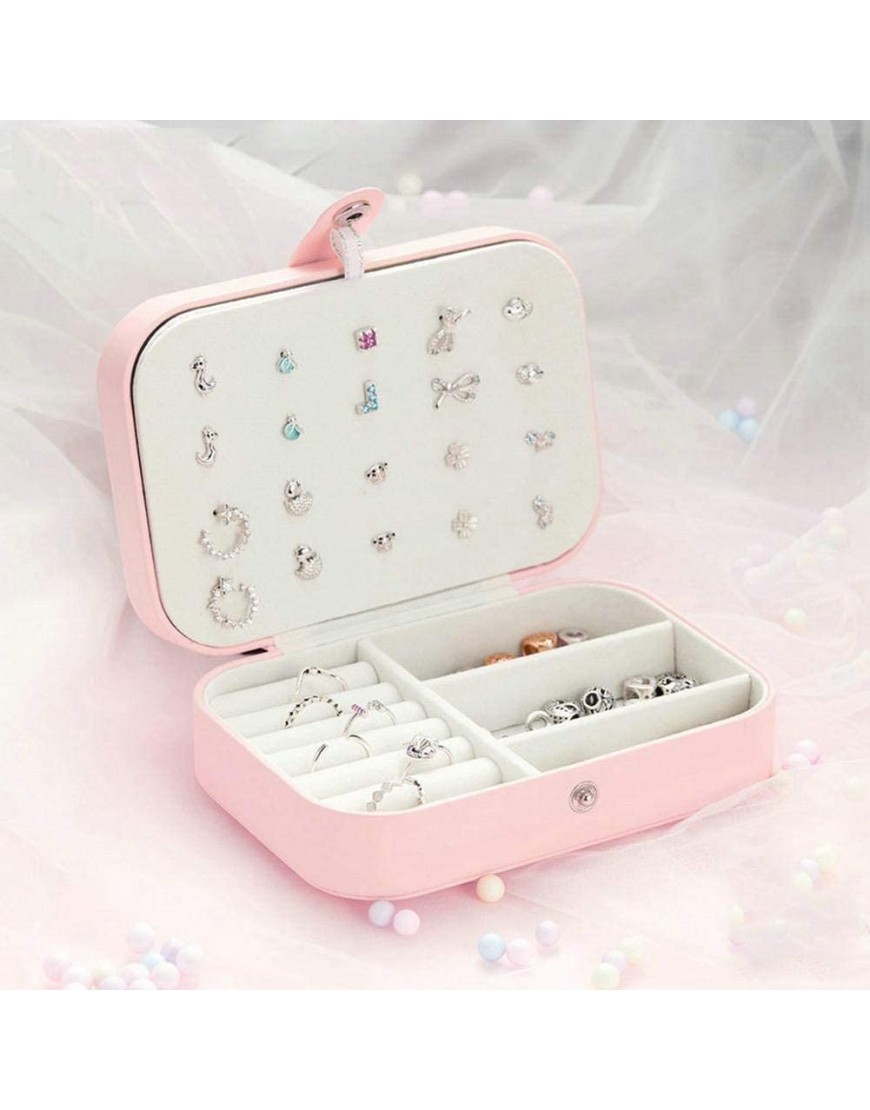 AN207 Universal Jewelry Organizer Display Travel Jewelry Boxes Portable Jewelry Box Button Leather Storage Zipper Jewelers Boxes Small Jewelry Color : Pink - BVJSYBS55