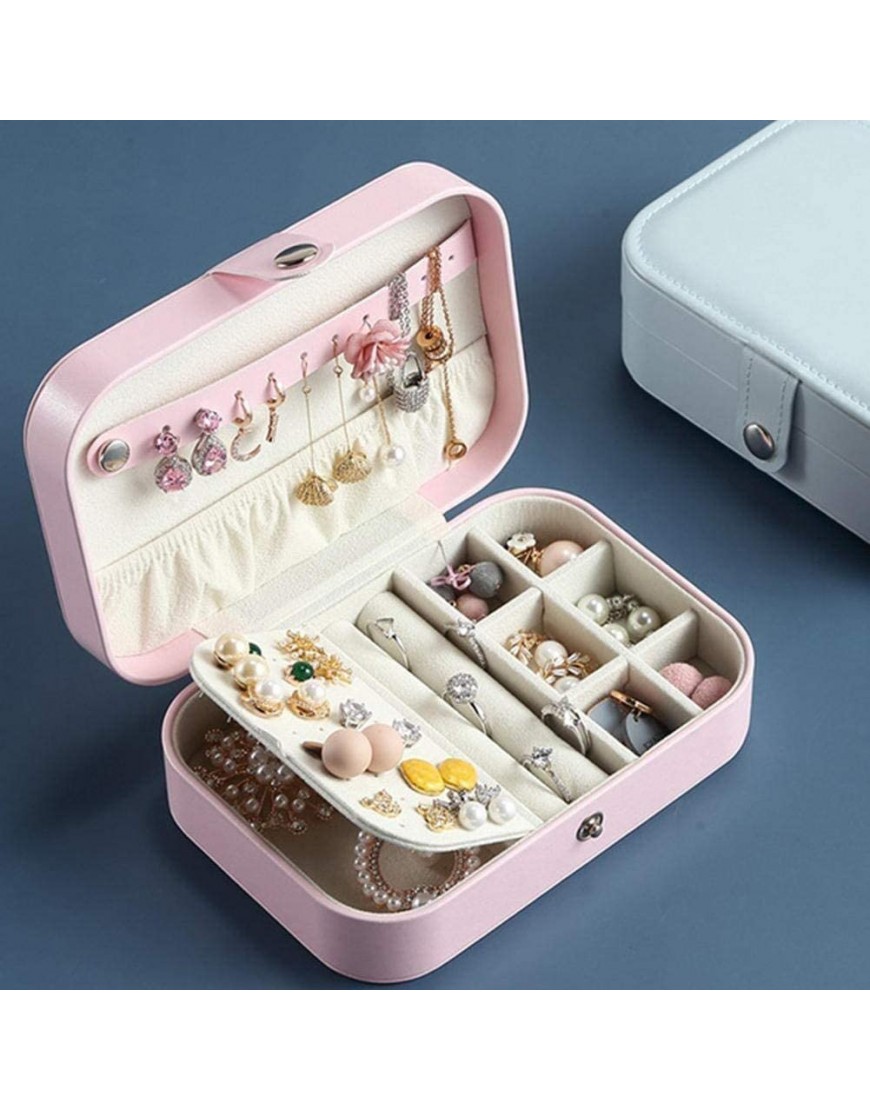 AN207 Universal Jewelry Organizer Display Travel Jewelry Boxes Portable Jewelry Box Button Leather Storage Zipper Box Small Jewelry Color : Pink - BY3EPVVLP