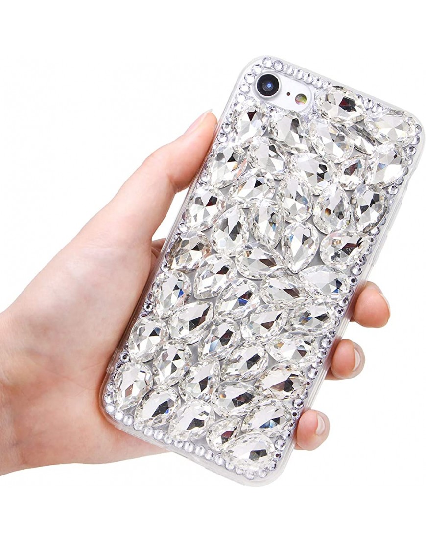 Diamond Case for Samsung Galaxy S10 Plus Girlyard Luxury Bling 3D Clear Rhinestone Full of Sparkle Precious Stones Phone Shell Shiny Jewelled Crystal Soft TPU Bumper Protective Cover White - BUVZQJ2E3