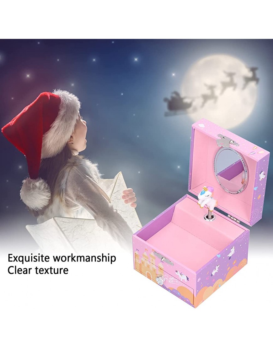 Haowecib Jewelry Box for Girls Cute Animal Shape Fiberboard Musical Jewelry Box Birthday Gifts Bedroom Decor Musical Box with Pullout Drawer for Rings Necklaces Bracelets EarringsB - BOT85TPMB