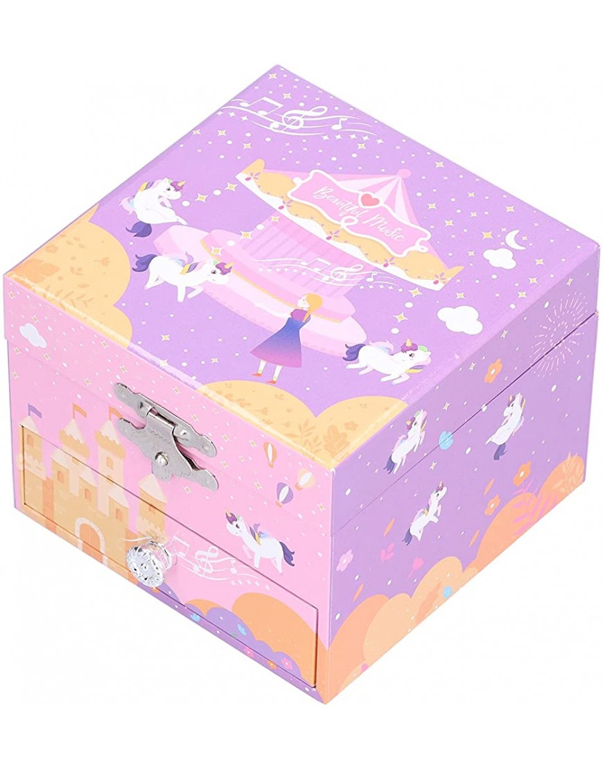 Haowecib Jewelry Box for Girls Cute Animal Shape Fiberboard Musical Jewelry Box Birthday Gifts Bedroom Decor Musical Box with Pullout Drawer for Rings Necklaces Bracelets EarringsB - BOT85TPMB