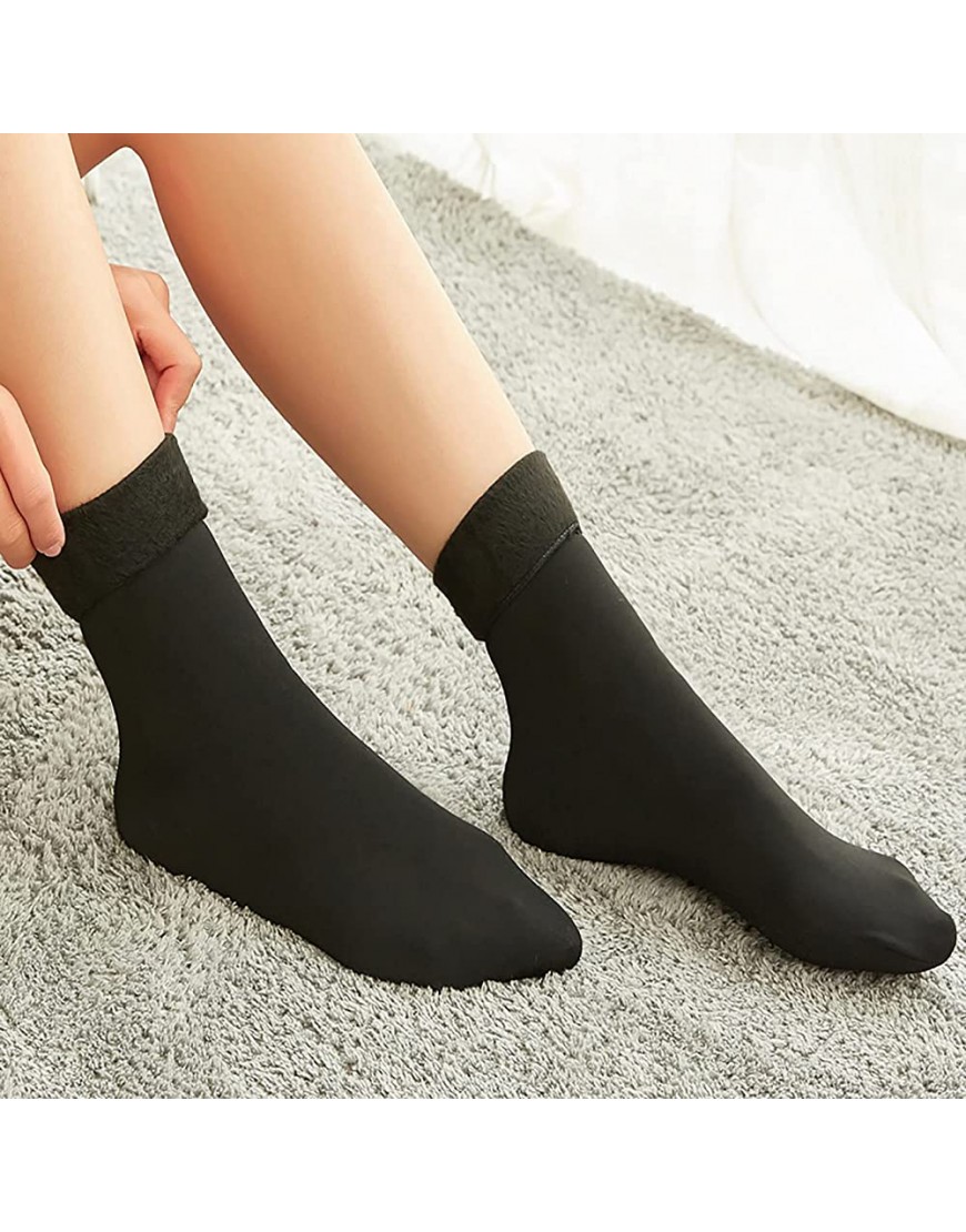 Hobody Women Thicken Warm Socks Winter Cotton Socks Plus Velvet Soft Casual Solid Color Socks Floor Socks Black One Size - BVW8P4B3D