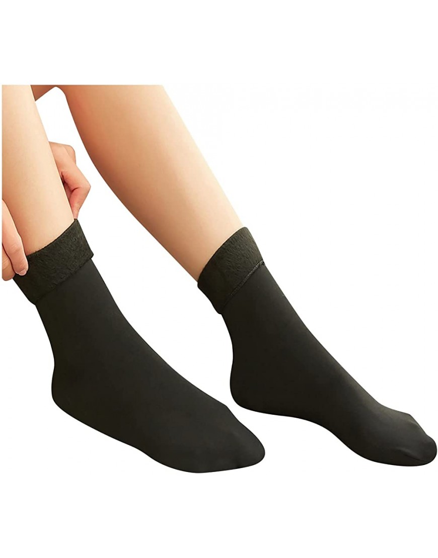 Hobody Women Thicken Warm Socks Winter Cotton Socks Plus Velvet Soft Casual Solid Color Socks Floor Socks Black One Size - BVW8P4B3D