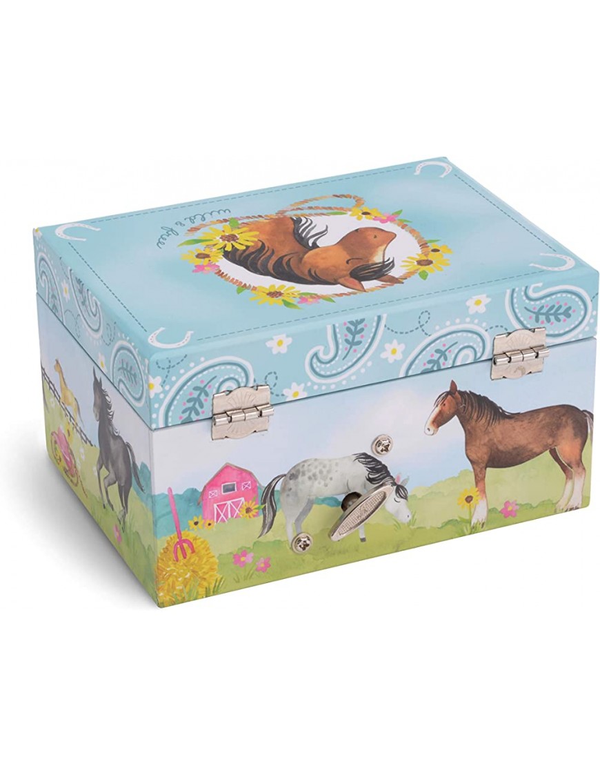 Jewelkeeper Girl's Musical Jewelry Storage Box with Spinning Horse Barn Design Home on The Range Tune - BNDH6MXXQ