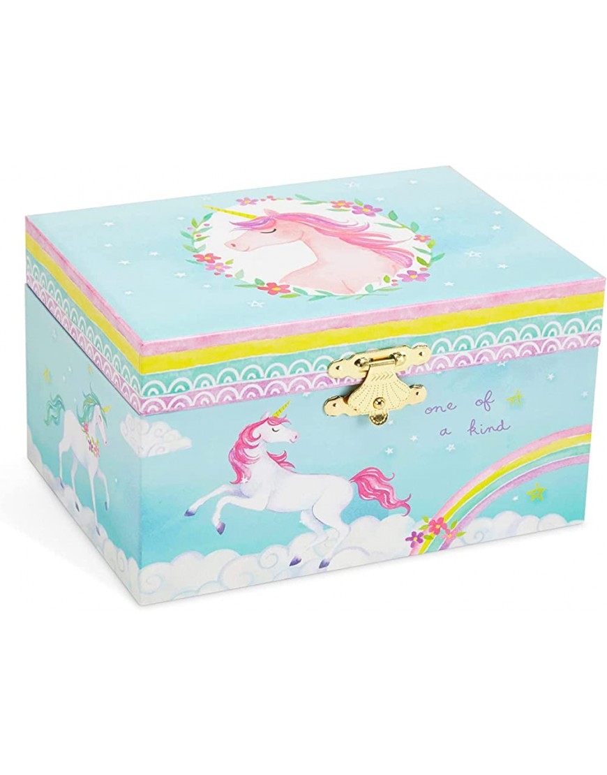 Jewelkeeper Girl's Musical Jewelry Storage Box with Spinning Unicorn Rainbow Design The Unicorn Tune - BNBZDCLA3
