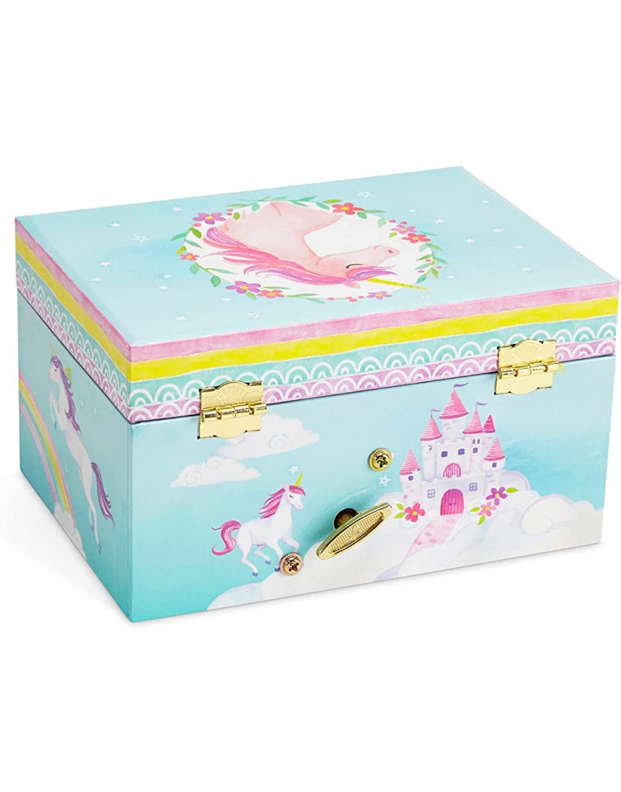 Jewelkeeper Girl's Musical Jewelry Storage Box with Spinning Unicorn Rainbow Design The Unicorn Tune - BNBZDCLA3