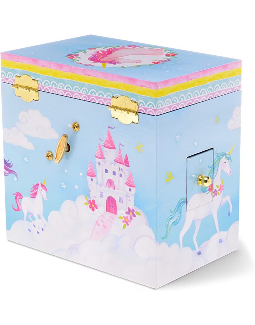 Jewelkeeper Musical Jewelry Box with 3 Drawers Rainbow Unicorn Design The Unicorn Tune - B5K7BCX6B