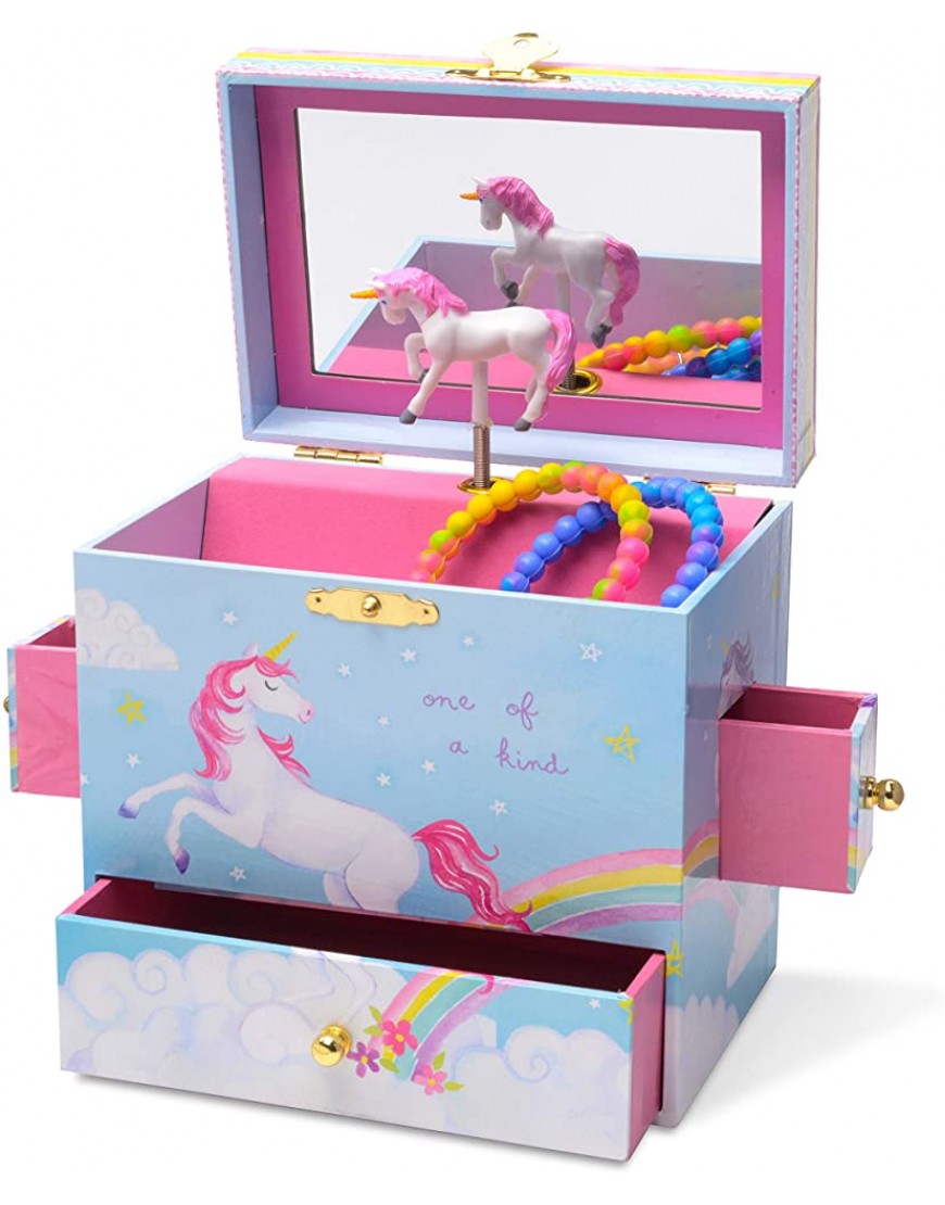 Jewelkeeper Musical Jewelry Box with 3 Drawers Rainbow Unicorn Design The Unicorn Tune - B5K7BCX6B