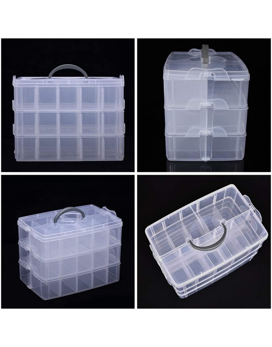LZYMSZ 3-Tier 9.8 x 6.50 x 7.09 in Adjustable Stackable Compartment Slot Plastic Storage Box Snap-Lock Clear Container Box for Storing Toy Jewelry AccessoryM - B2BI5BR50