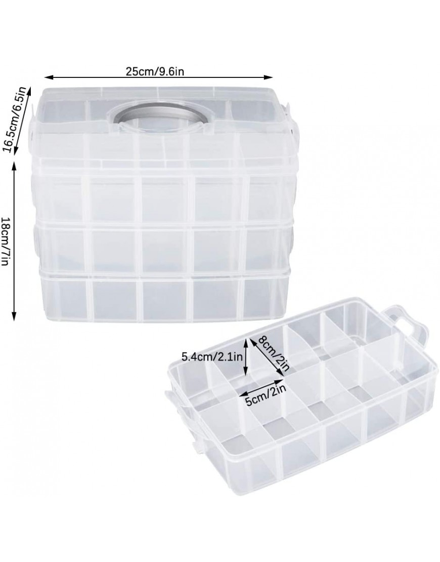 LZYMSZ 3-Tier 9.8 x 6.50 x 7.09 in Adjustable Stackable Compartment Slot Plastic Storage Box Snap-Lock Clear Container Box for Storing Toy Jewelry AccessoryM - B2BI5BR50