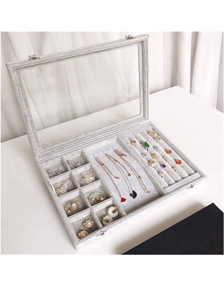 ZZYINH AN207 Ice Velvet Three-in-one Ring Necklace Earrings Earrings Jewelry Storage Box Small Jewelry - BLA32QB8C