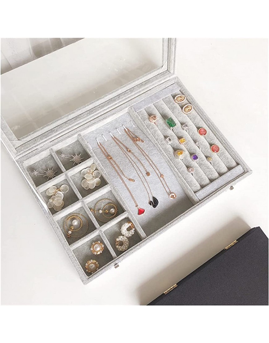ZZYINH AN207 Ice Velvet Three-in-one Ring Necklace Earrings Earrings Jewelry Storage Box Small Jewelry - BLA32QB8C