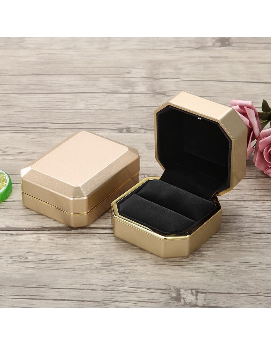 ZZYINH AN207 New Luxury Ring Pendant Necklace Box Wedding Case Jewelry Gift W LED Light for Proposal Exquisite Jewelry Display Box Holder Small Jewelry Color : Ring Box - BSLV2BXGH