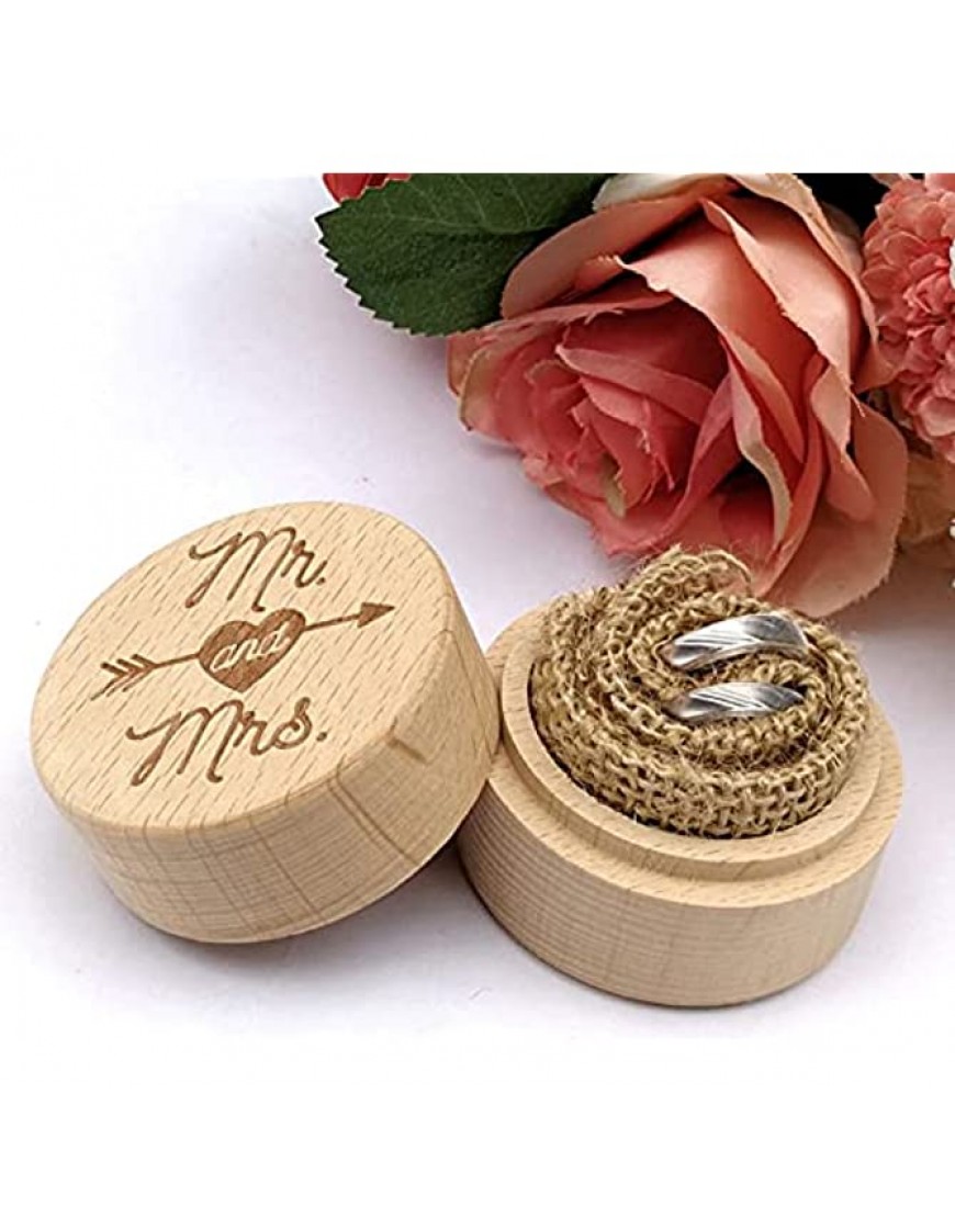 ZZYINH AN207 Personalized Rustic Wedding Wooden Ring Box Jewelry Trinket Storage Container Holder Custom Mr and Mrs Rings Bearer Small Jewelry - BXPYHX8O2
