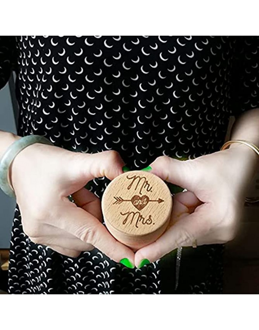 ZZYINH AN207 Personalized Rustic Wedding Wooden Ring Box Jewelry Trinket Storage Container Holder Custom Mr and Mrs Rings Bearer Small Jewelry - BXPYHX8O2