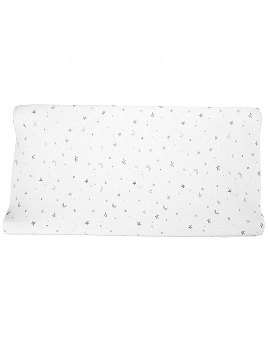 American Baby Company Printed 100% Natural Cotton Jersey Knit Fitted Contoured Changing Table Pad Cover Grey Stars and Moon Soft Breathable for Boys and Girls 17x35x5 Inch Pack of 1 - BAFA7LQS4