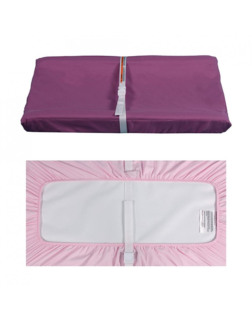 Belsden 2 Pack Waterproof Changing Pad Cover Soft Microfiber Diaper Change Table Sheets for Baby Girls Fit 32 x 16 Changing Pad Machine Washable Durable Pink & Purple - BB2DR401R