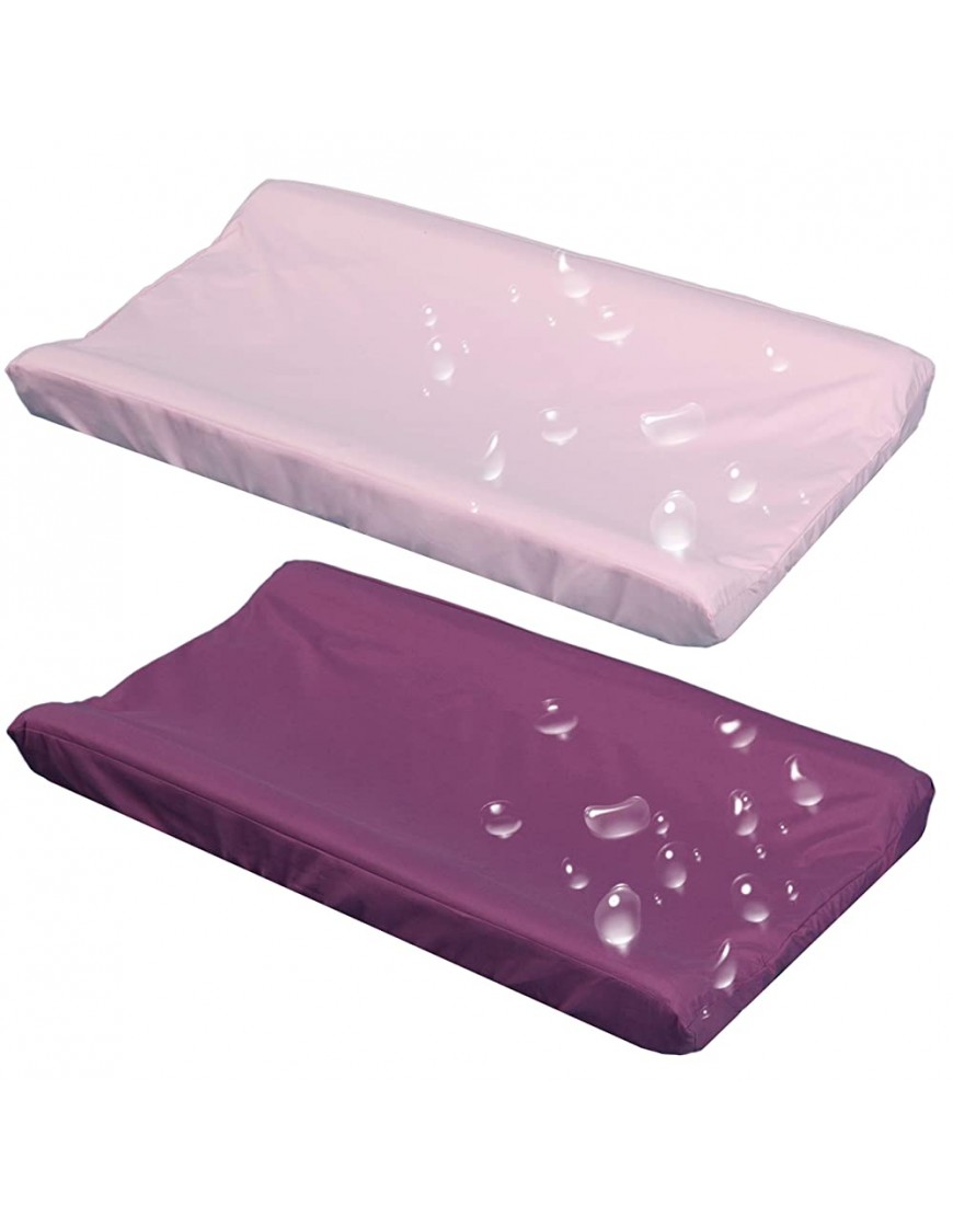 Belsden 2 Pack Waterproof Changing Pad Cover Soft Microfiber Diaper Change Table Sheets for Baby Girls Fit 32" x 16" Changing Pad Machine Washable Durable Pink & Purple - BB2DR401R