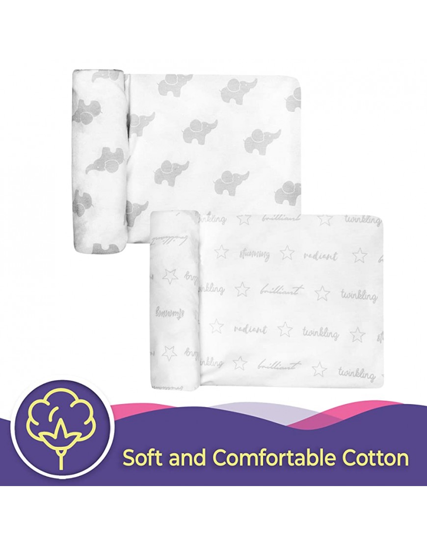 Budding Sprout Organic Cotton Ultra Soft Hypoallergenic Changing Pad Covers 2-Pack Fits Standard Size Pads 16” x 32” Comes with Two Unisex Design - B1DNJW4LM