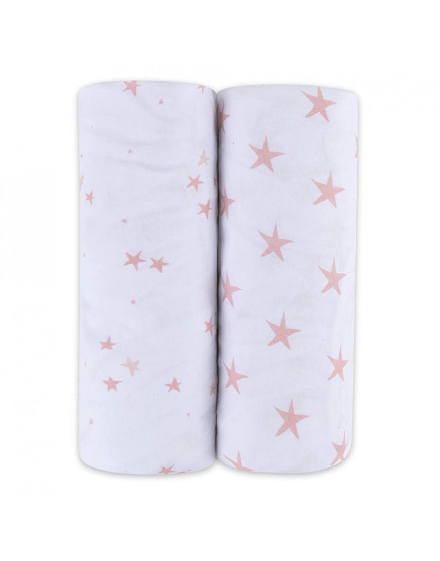 Changing Pad Cover Cradle Sheet 100% Jersey Cotton 2 Pack for Baby Girl-Dusty Rose and Mauve Pink Stars - BSMJJC4LR
