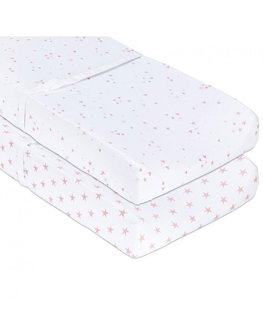 Changing Pad Cover Cradle Sheet 100% Jersey Cotton 2 Pack for Baby Girl-Dusty Rose and Mauve Pink Stars - BSMJJC4LR